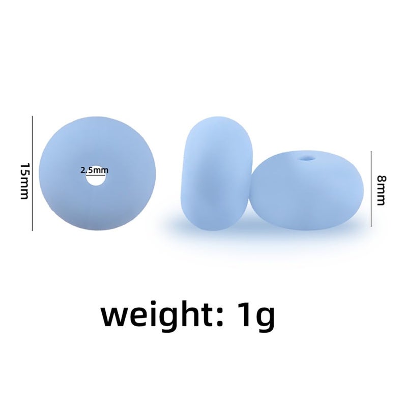 Decoendiy 100Pcs Loose Silicone Abacus Beads 15mm  Flat Round Shaped Chunky Beads  Silicone Spacer Beads  Large Hole Rubber Beads  for Adults DIY Bracelets Crafts Supplies (Mix) - Image 2